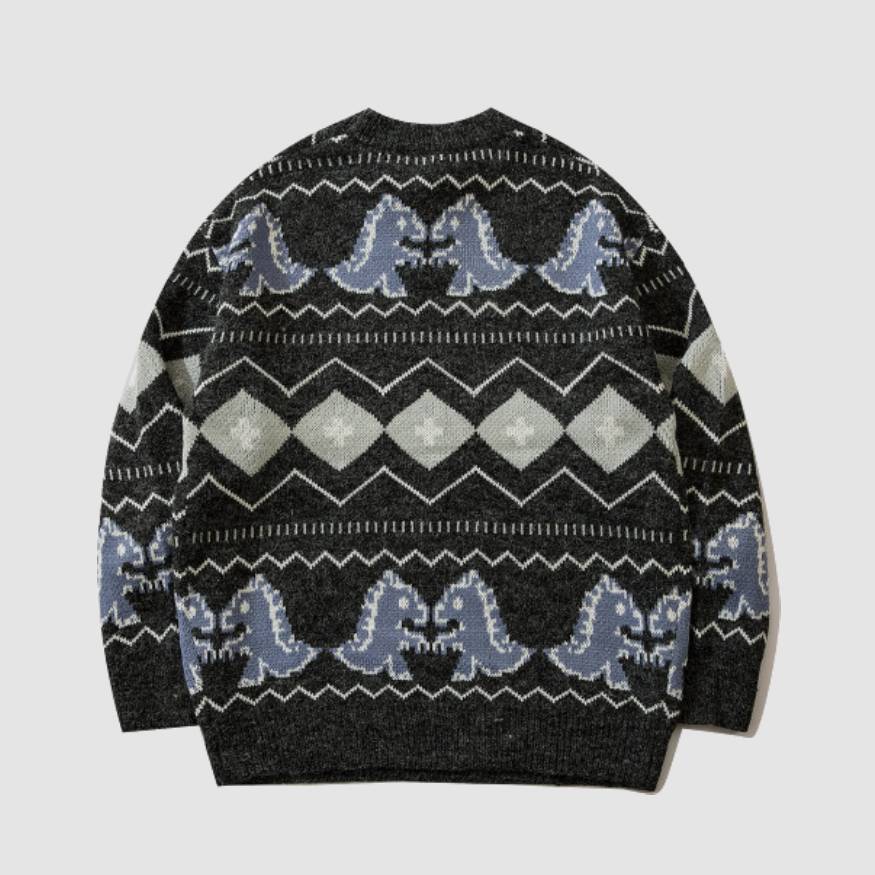 Dinosaur & Wave Pattern Sweater