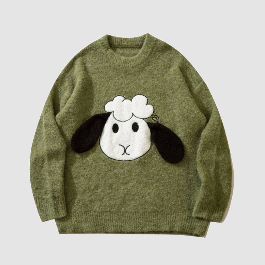 Niedlicher Strickpullover mit Cartoon-Schaf