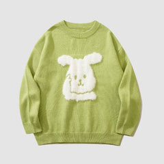 Cartoon Rabbit Pattern Knit Sweater