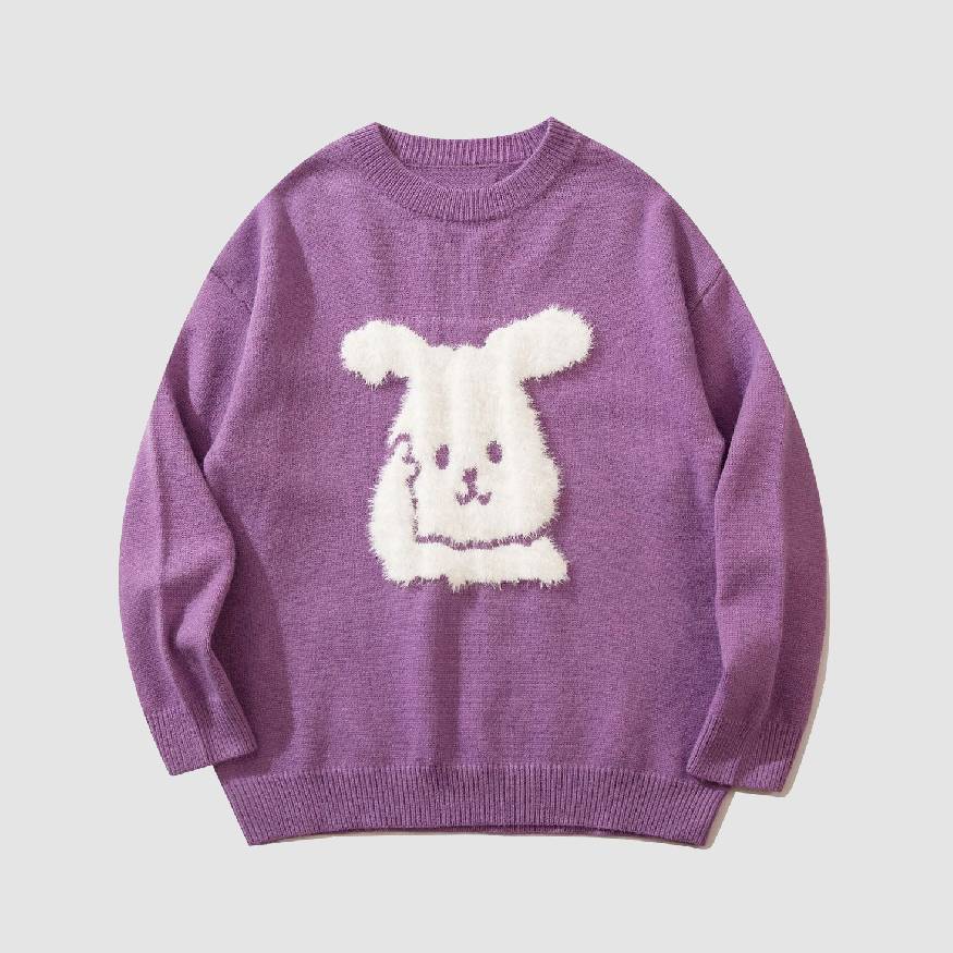 Cartoon Rabbit Pattern Knit Sweater