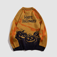 Suéter con estampado de calabaza de Feliz Halloween