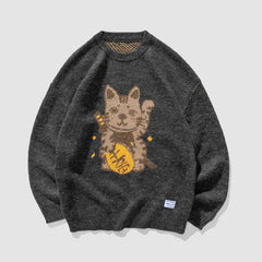 Lucky Cat Jacquard Sweater