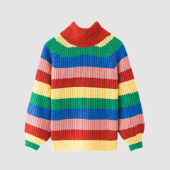 Colorful Striped Turtleneck Sweater