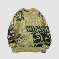 Strickpullover mit Dinosaurier-Muster