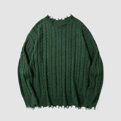 Cozy Raw Hem Cable-Knit Sweater