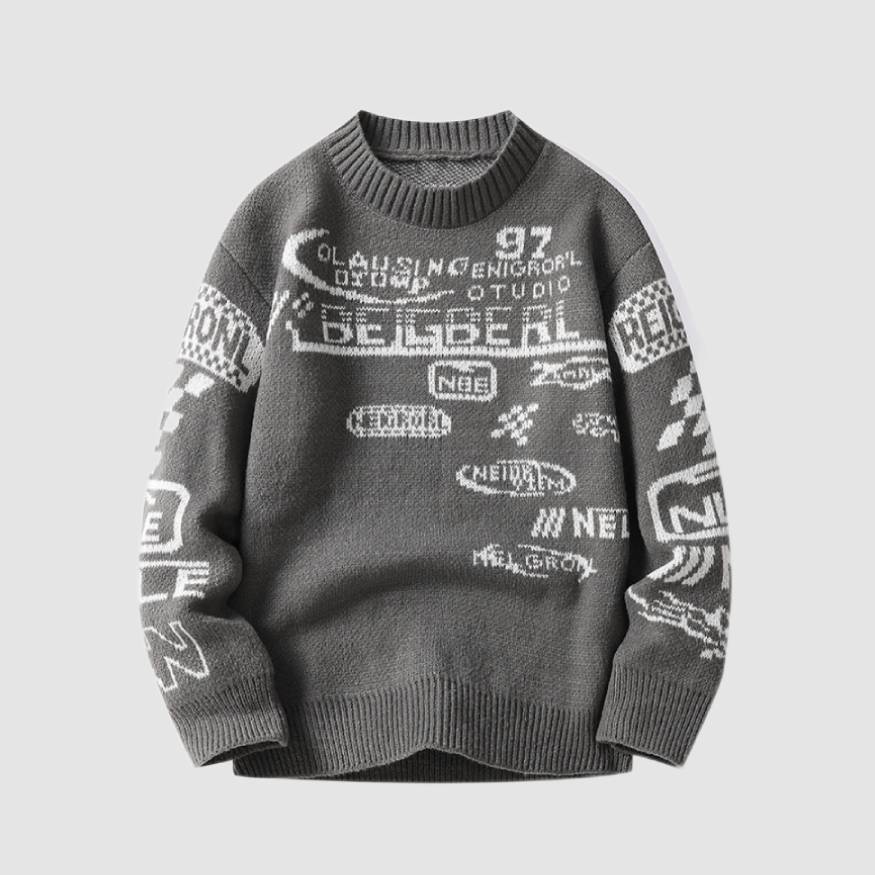 Cooler Graffiti-Strickpullover