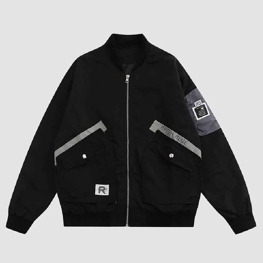 Chaqueta con cremallera y bolsillos de patchwork