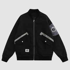 Chaqueta con cremallera y bolsillos de patchwork