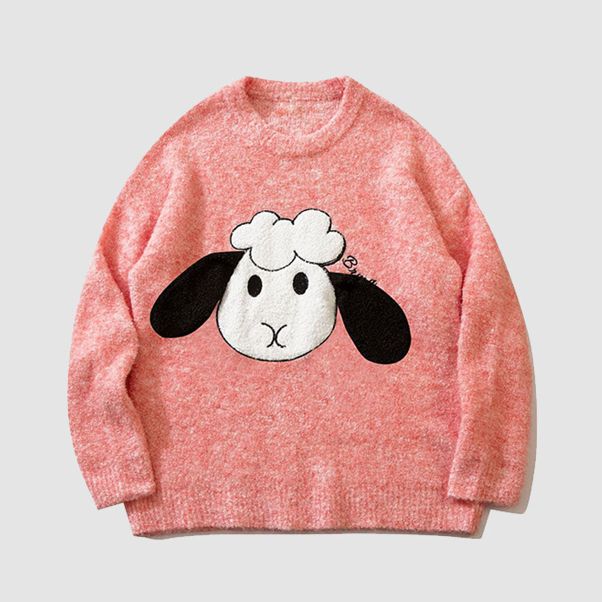 Niedlicher Strickpullover mit Cartoon-Schaf