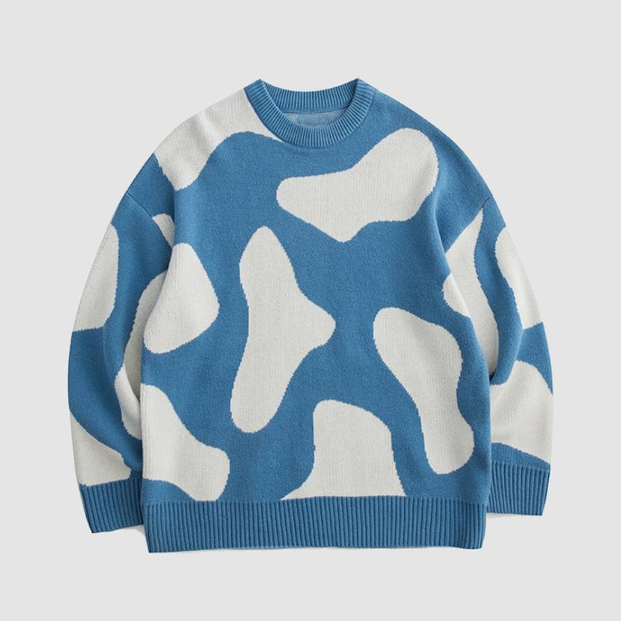 Cow Pattern Color Block Sweater