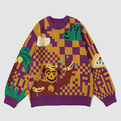 Monkey & Banana Pattern Sweater