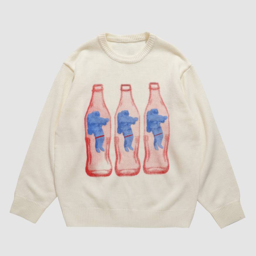 Bottle & Astronaut Pattern Sweater