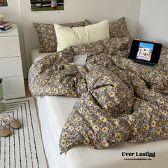 Garden Floral Vintage Bedding Set - Blue Daisy