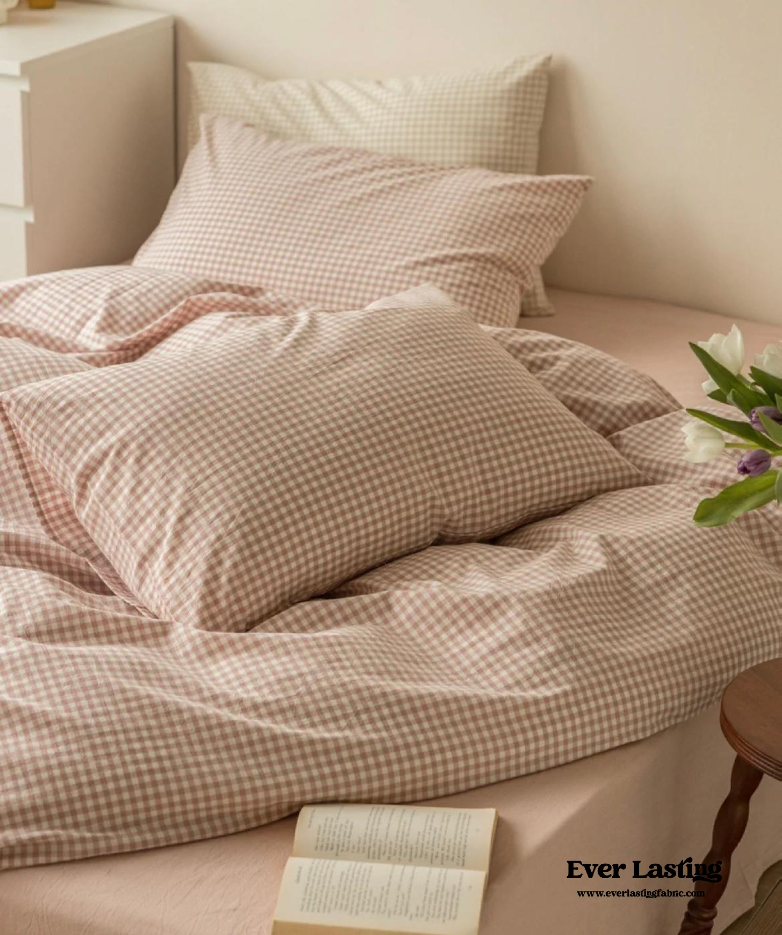 Gingham Bedding Set - Brown