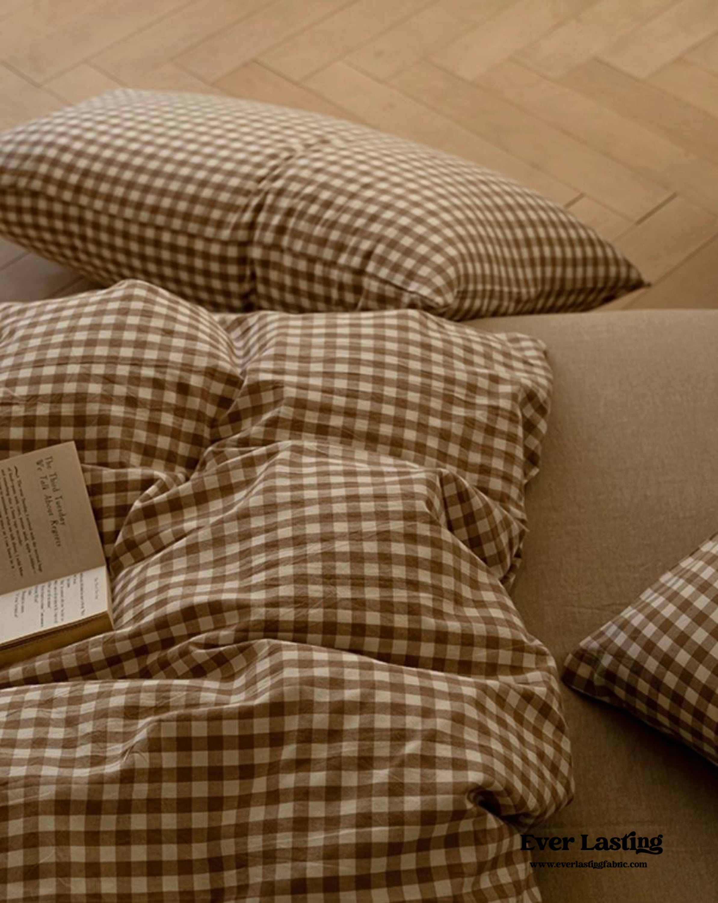 Gingham Bedding Set - Brown