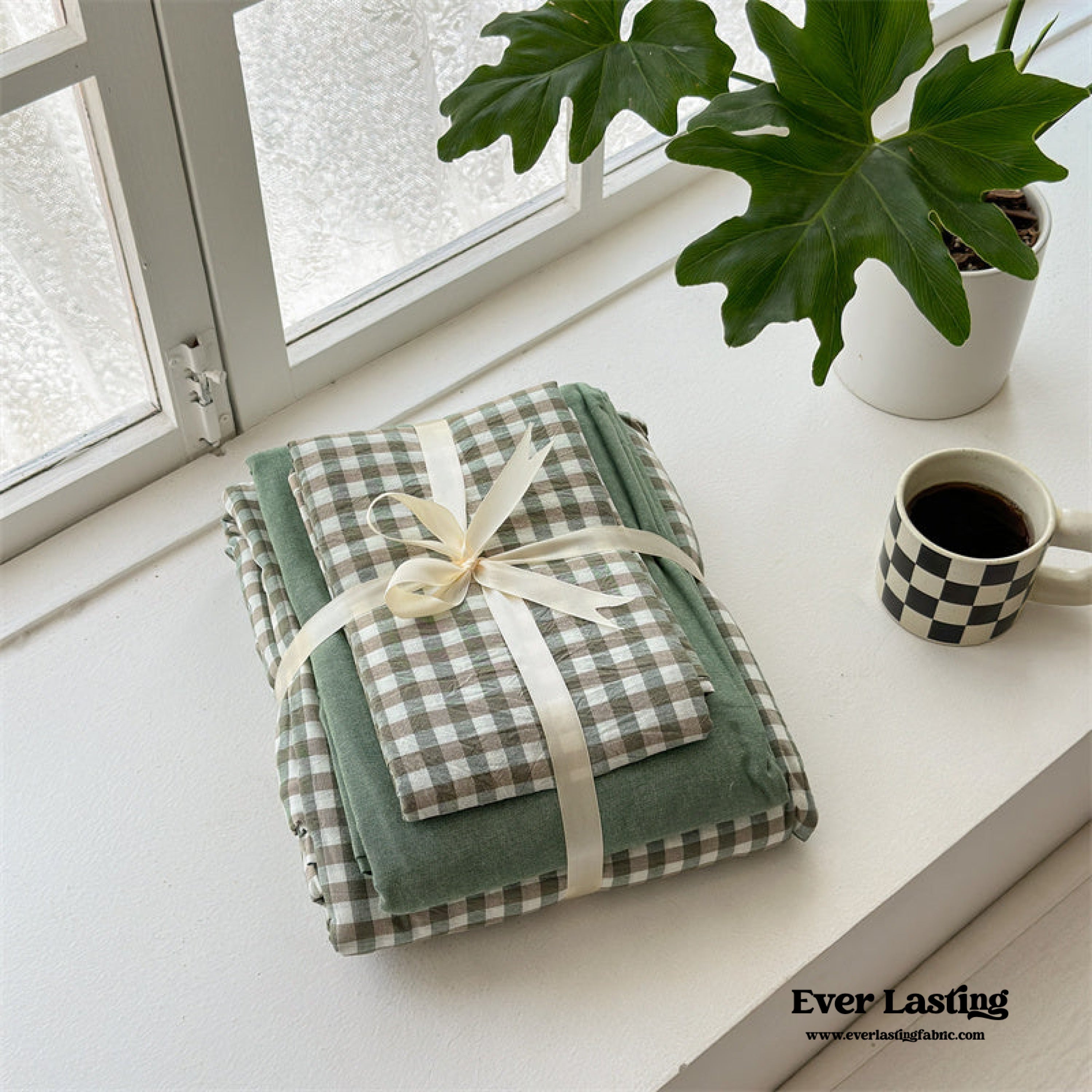 Gingham Bedding Set - Brown