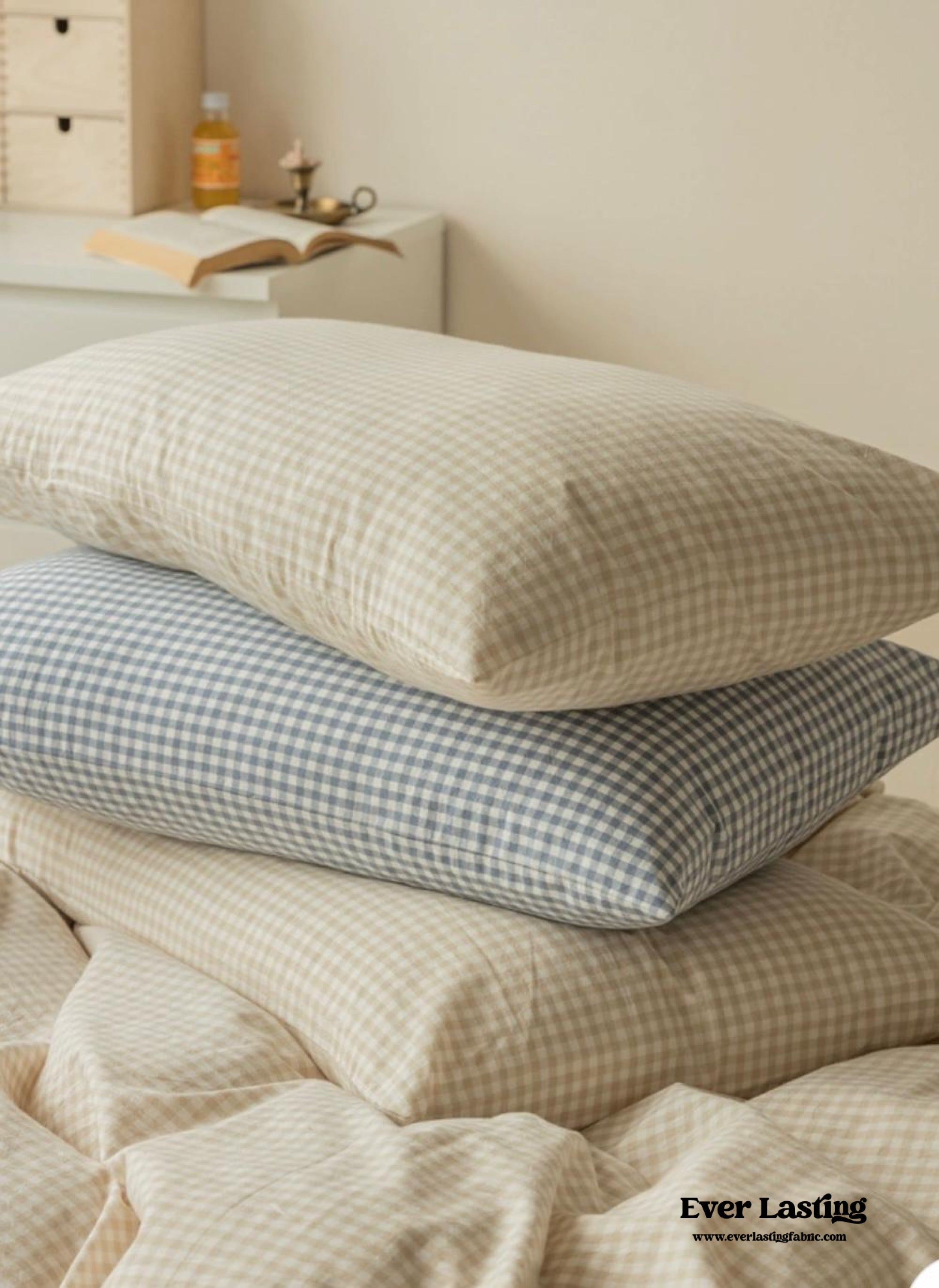 Gingham Bedding Set - Brown