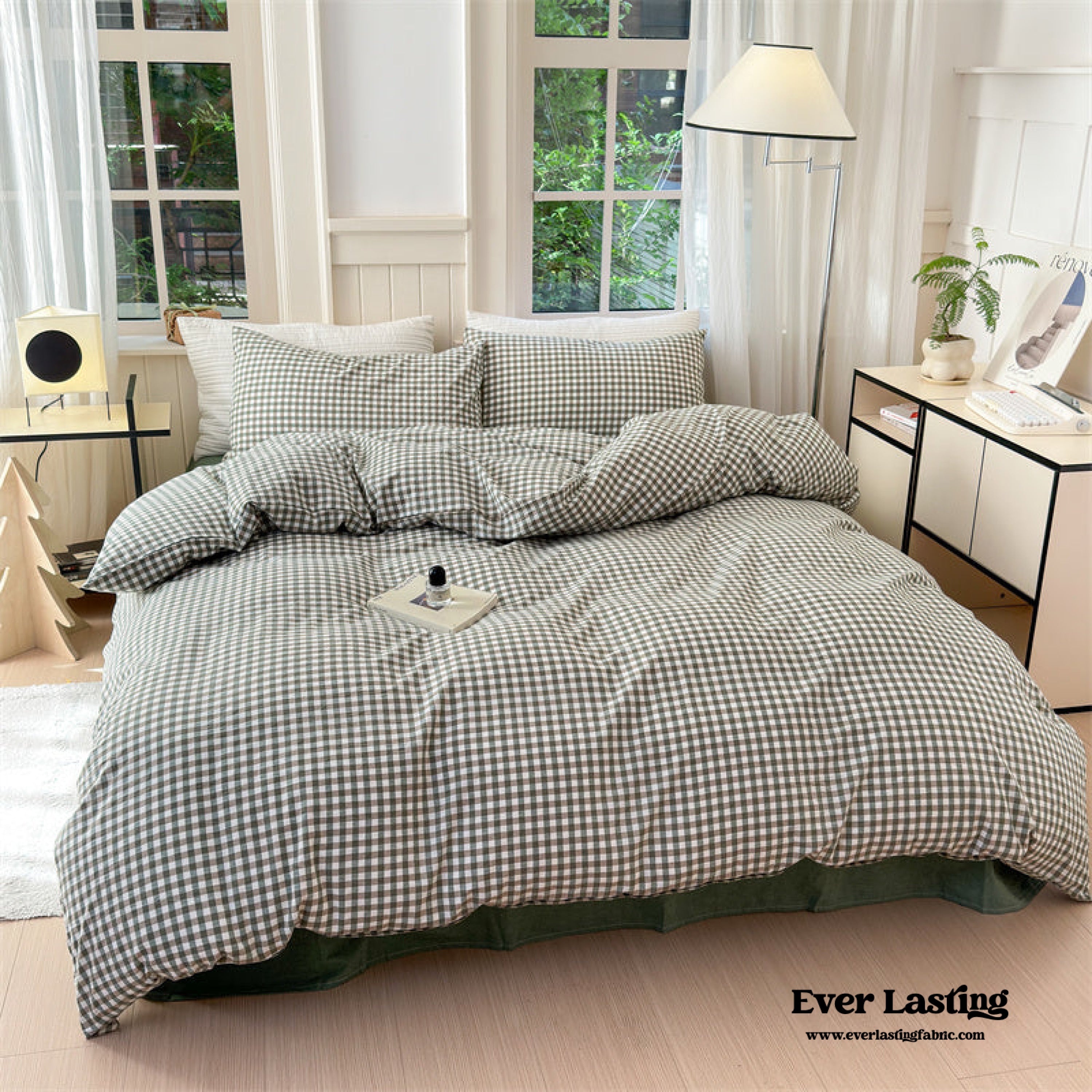 Gingham Bedding Set - Brown