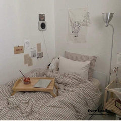 Gingham Bedding Set - Brown