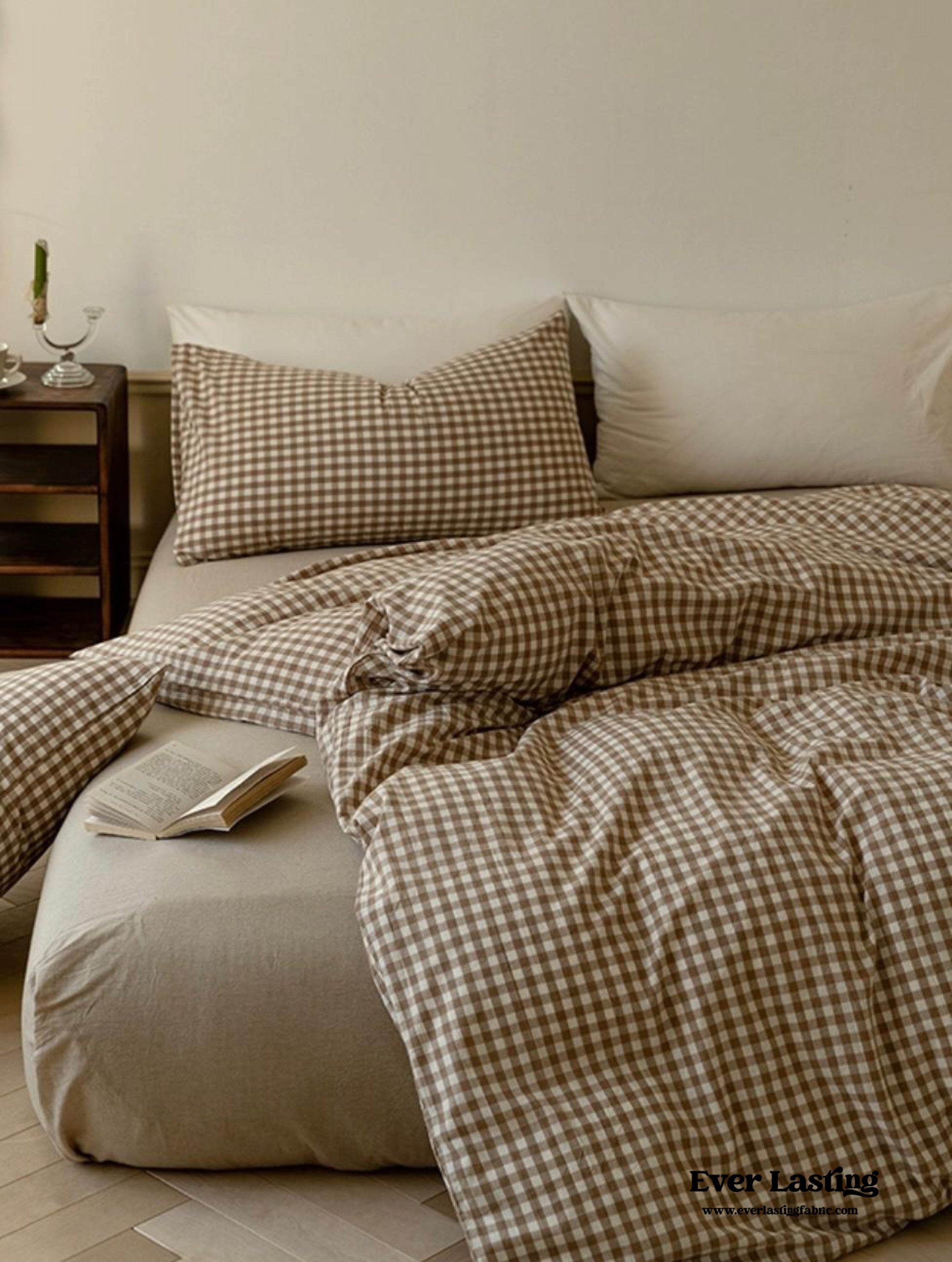 Gingham Bedding Set - Brown