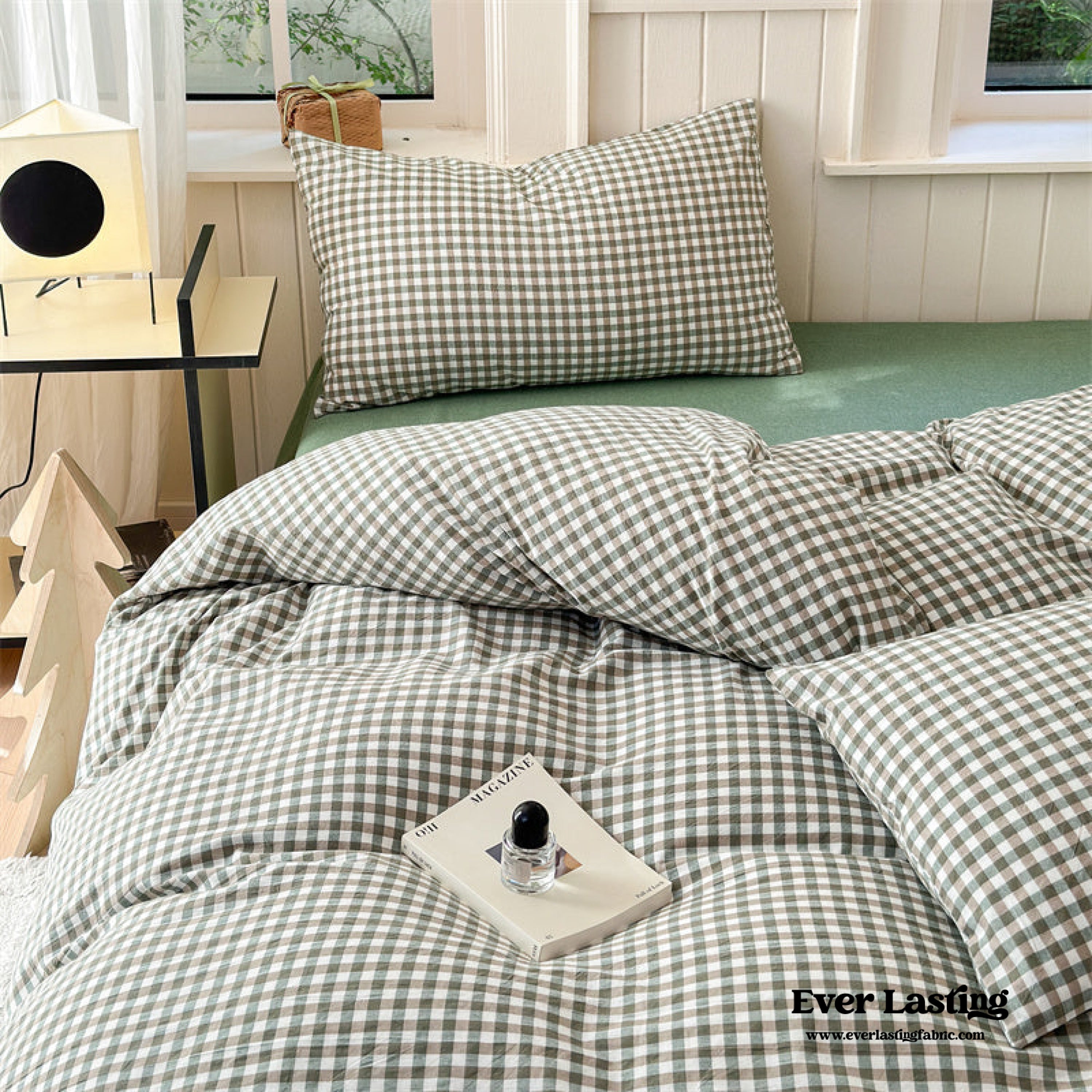 Gingham Bedding Set - Brown