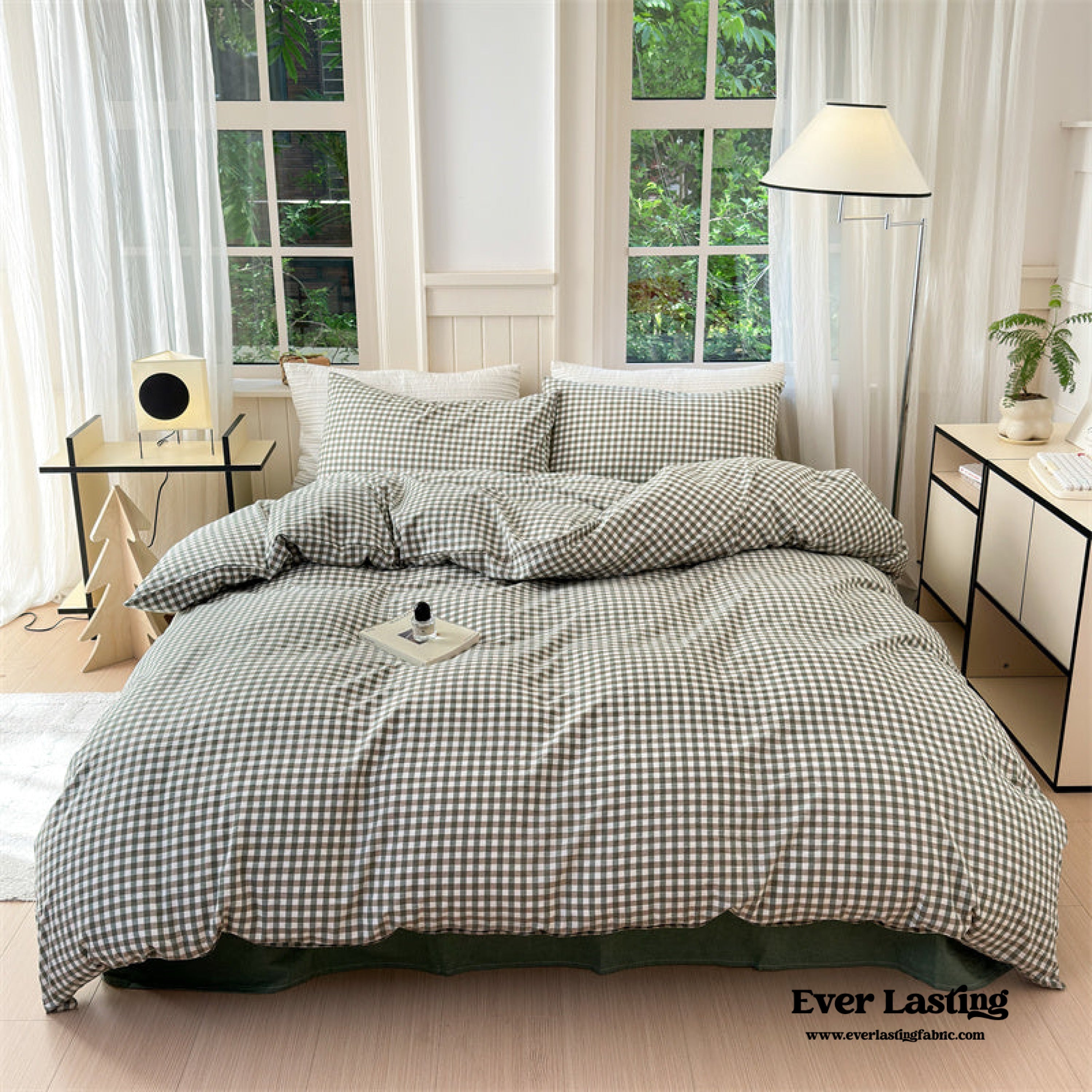 Gingham Bedding Set - Brown