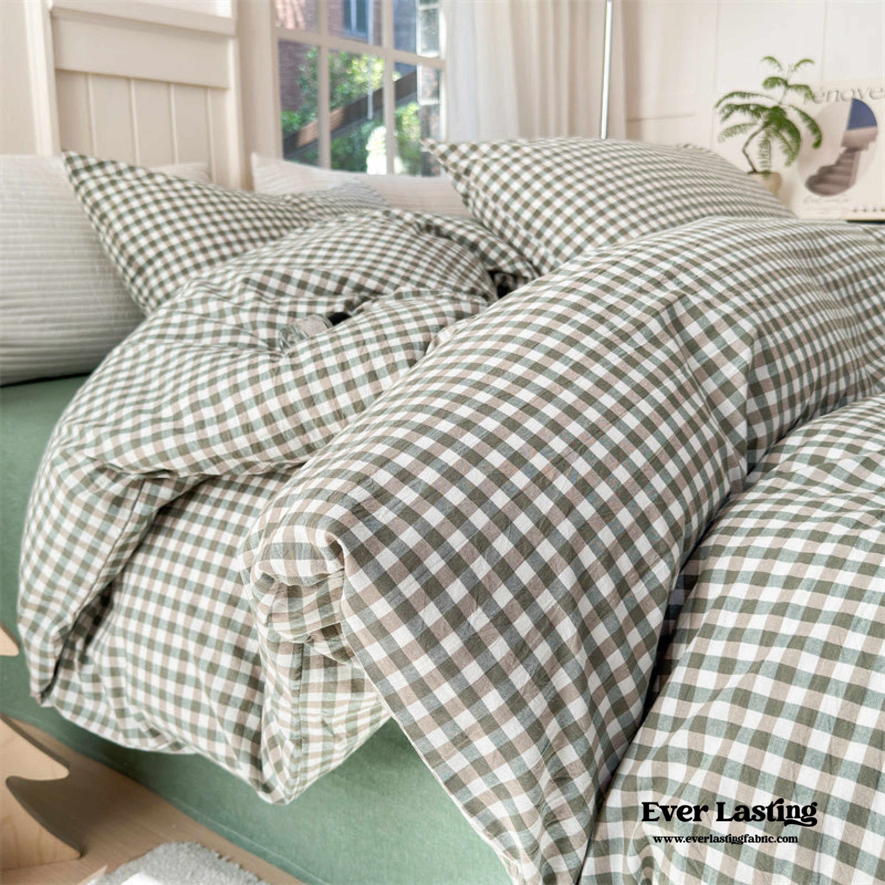 Gingham Bedding Set - Brown