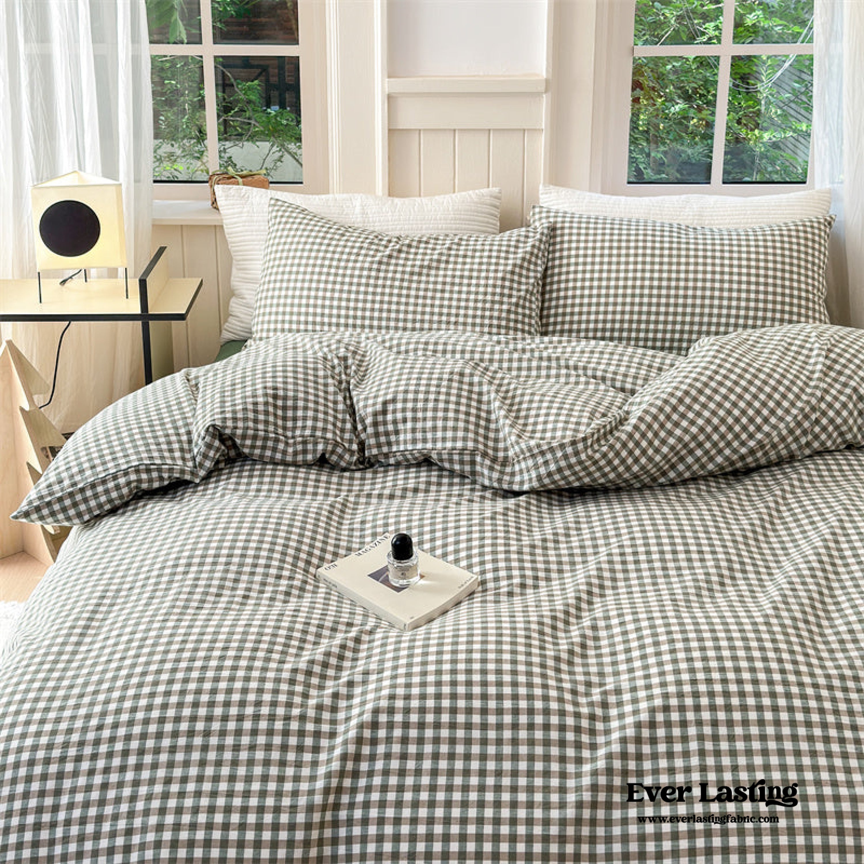 Gingham Bedding Set - Brown