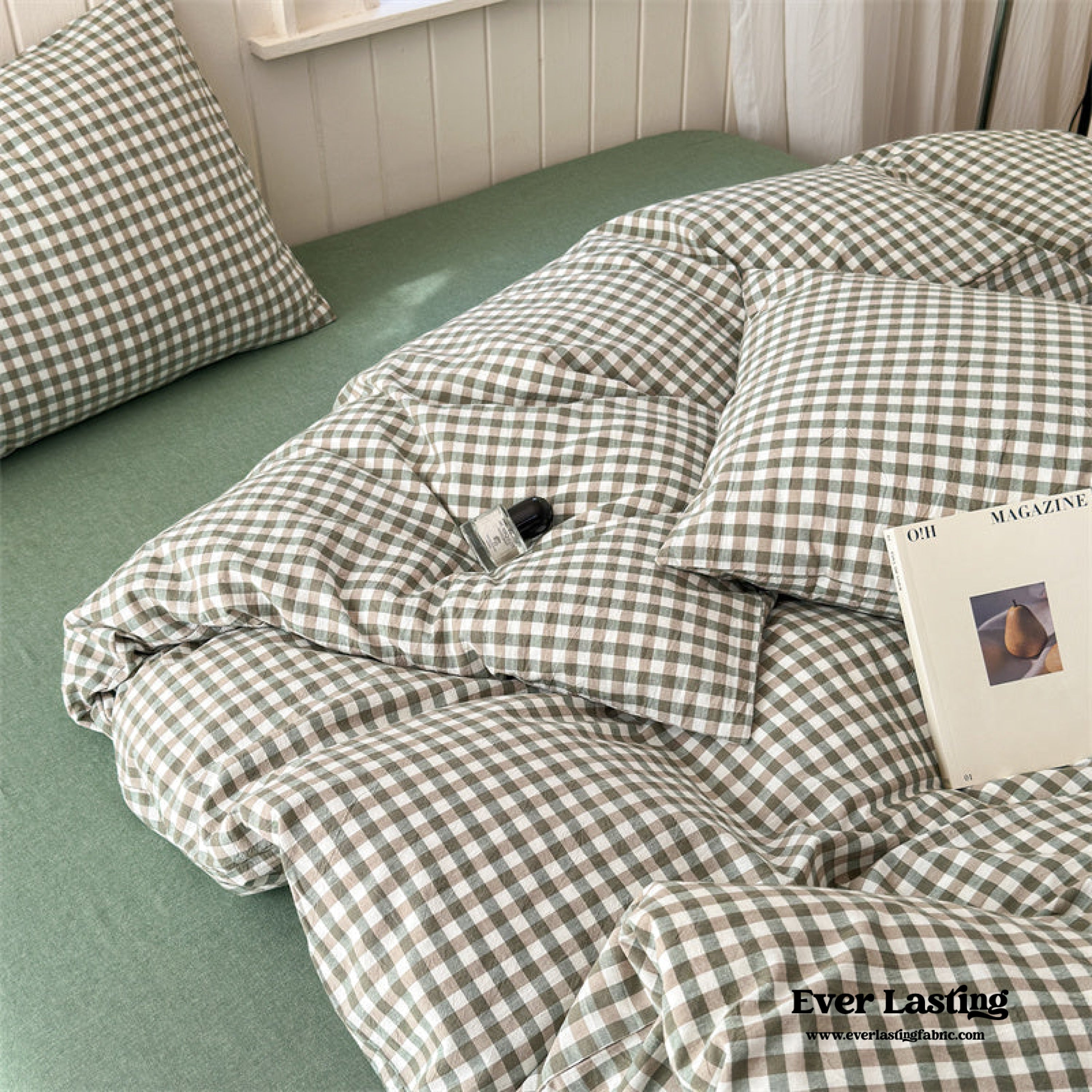 Gingham Bedding Set - Brown