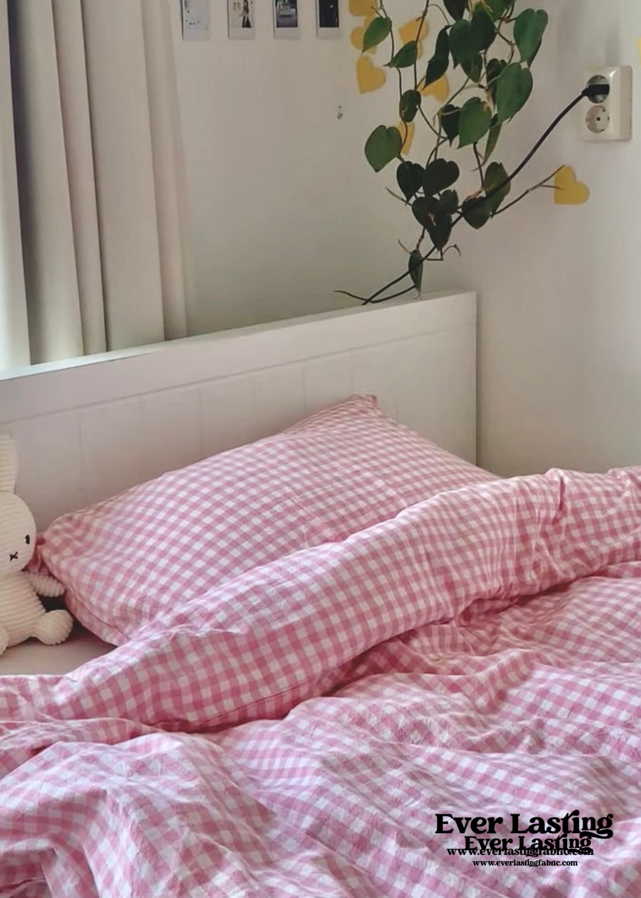 Gingham Bedding Set - Pink