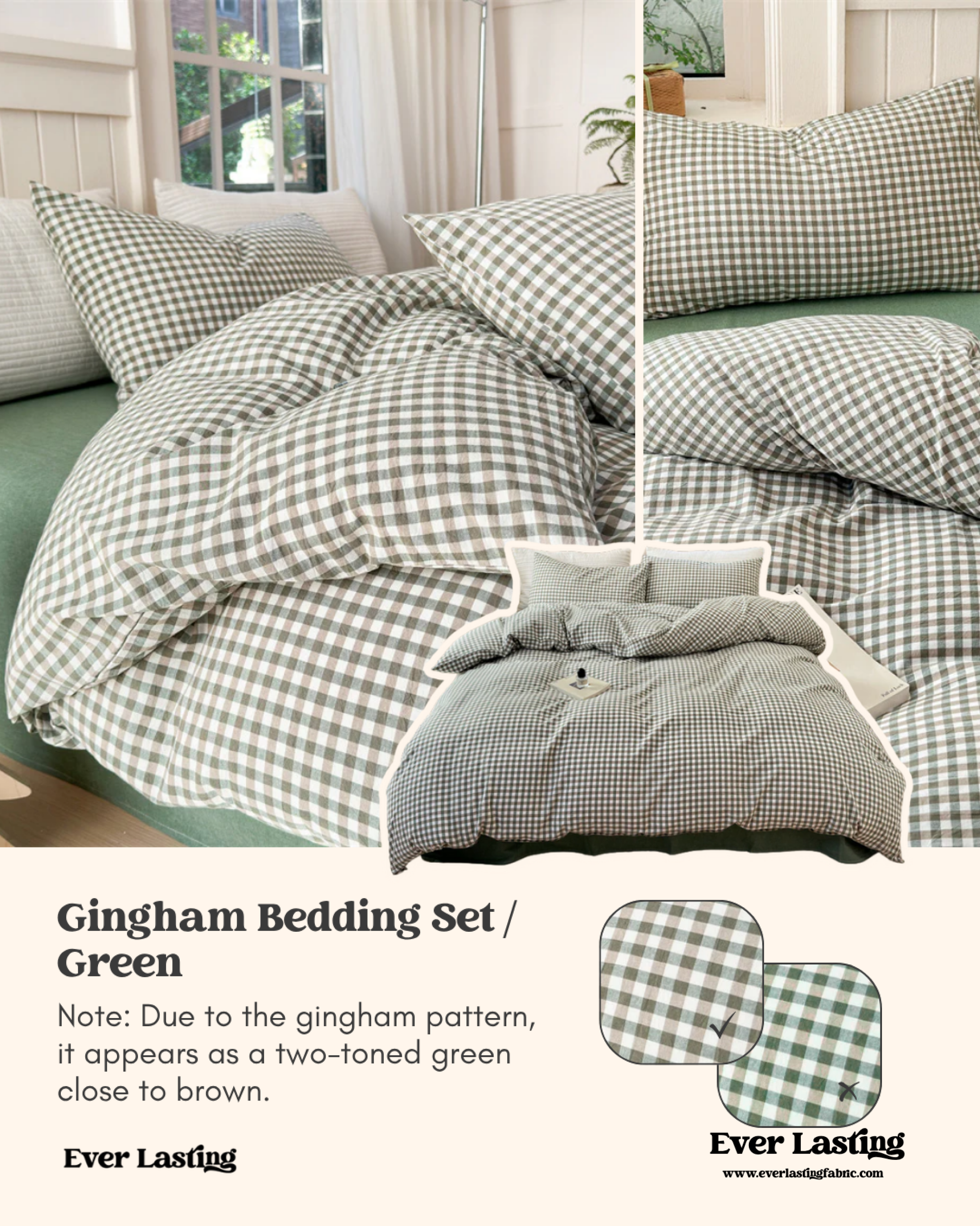 Gingham Bedding Set - Pink