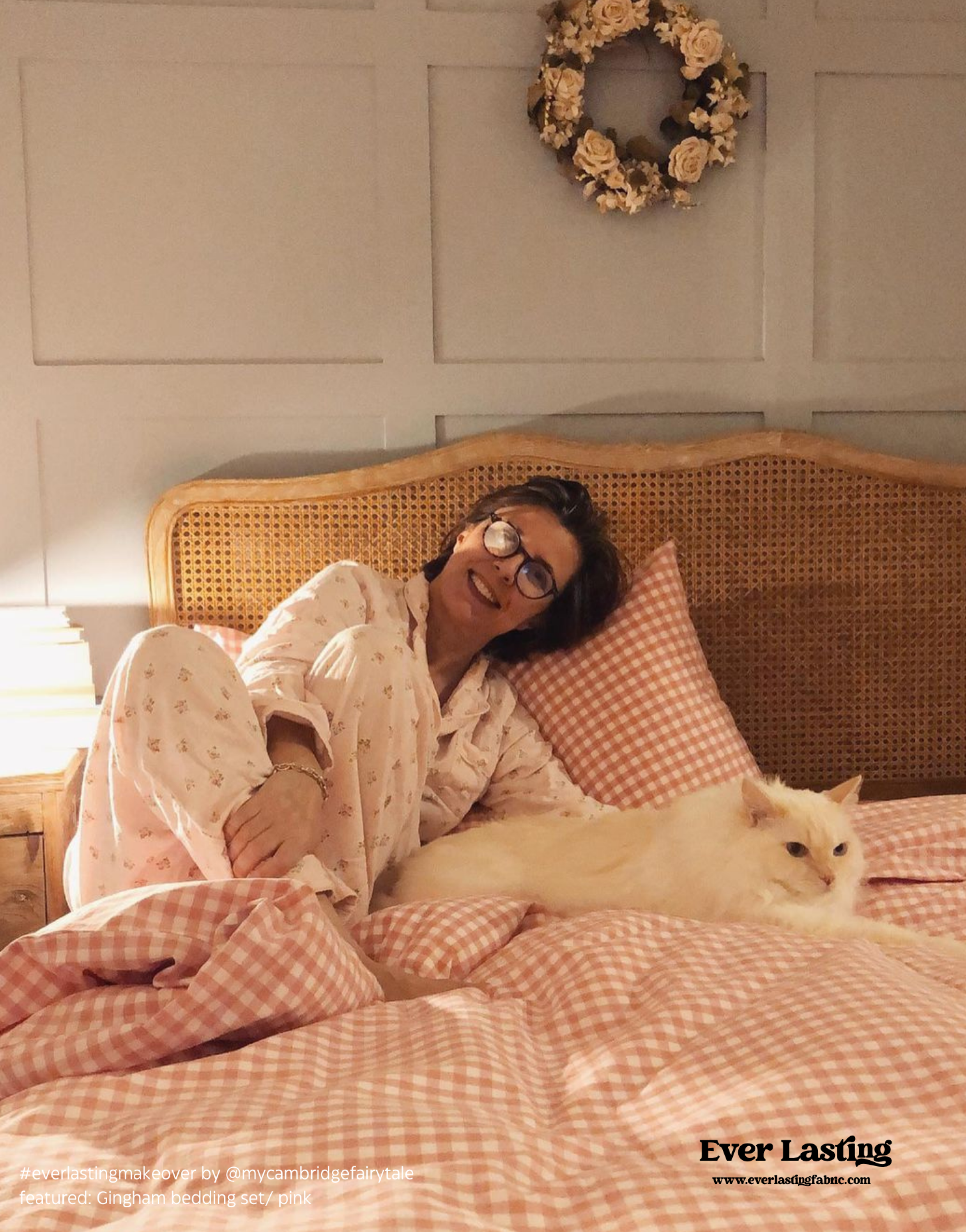 Gingham Bedding Set - Pink