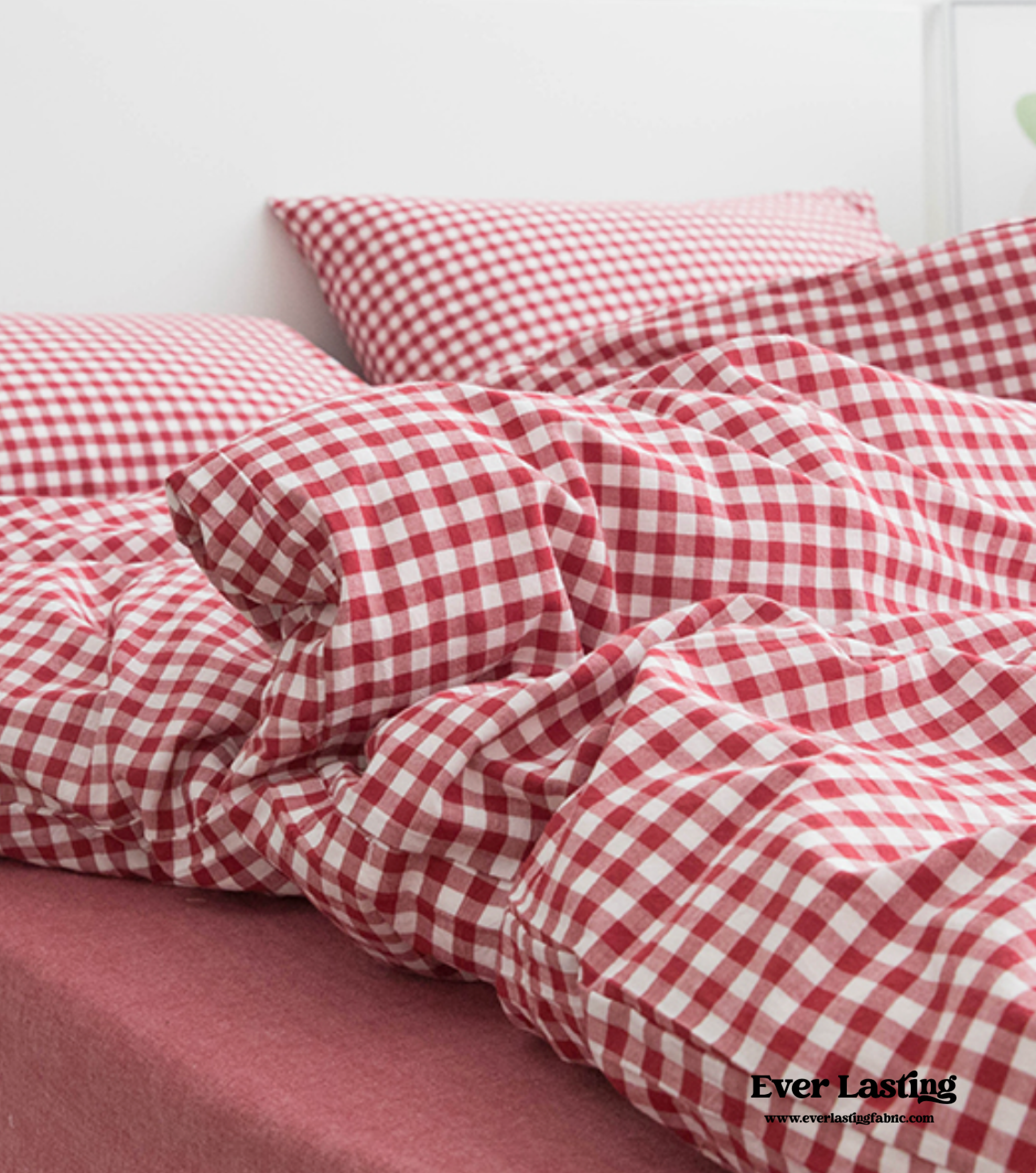 Gingham Bedding Set - Pink