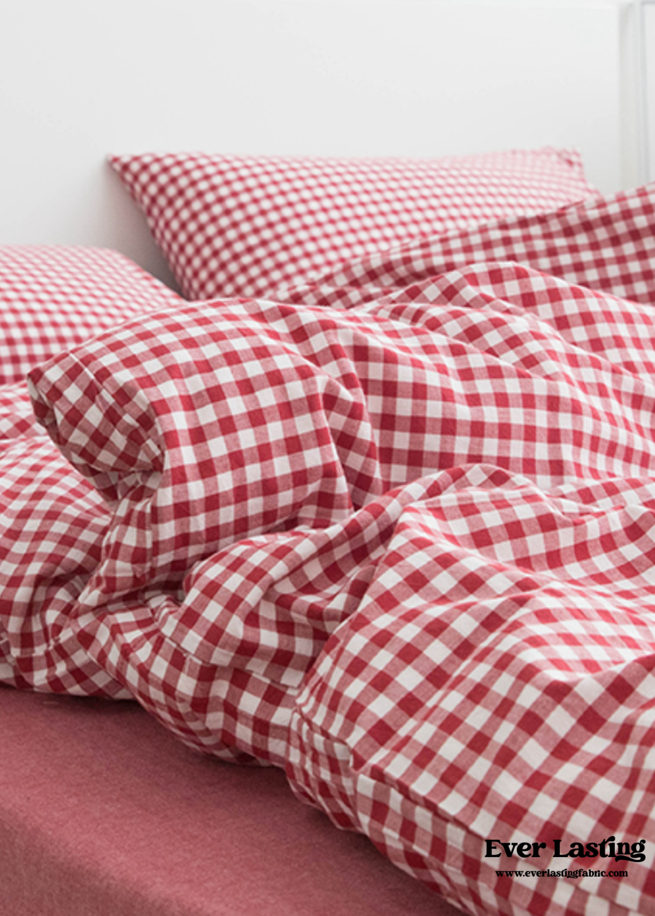 Gingham Bedding Set - Pink