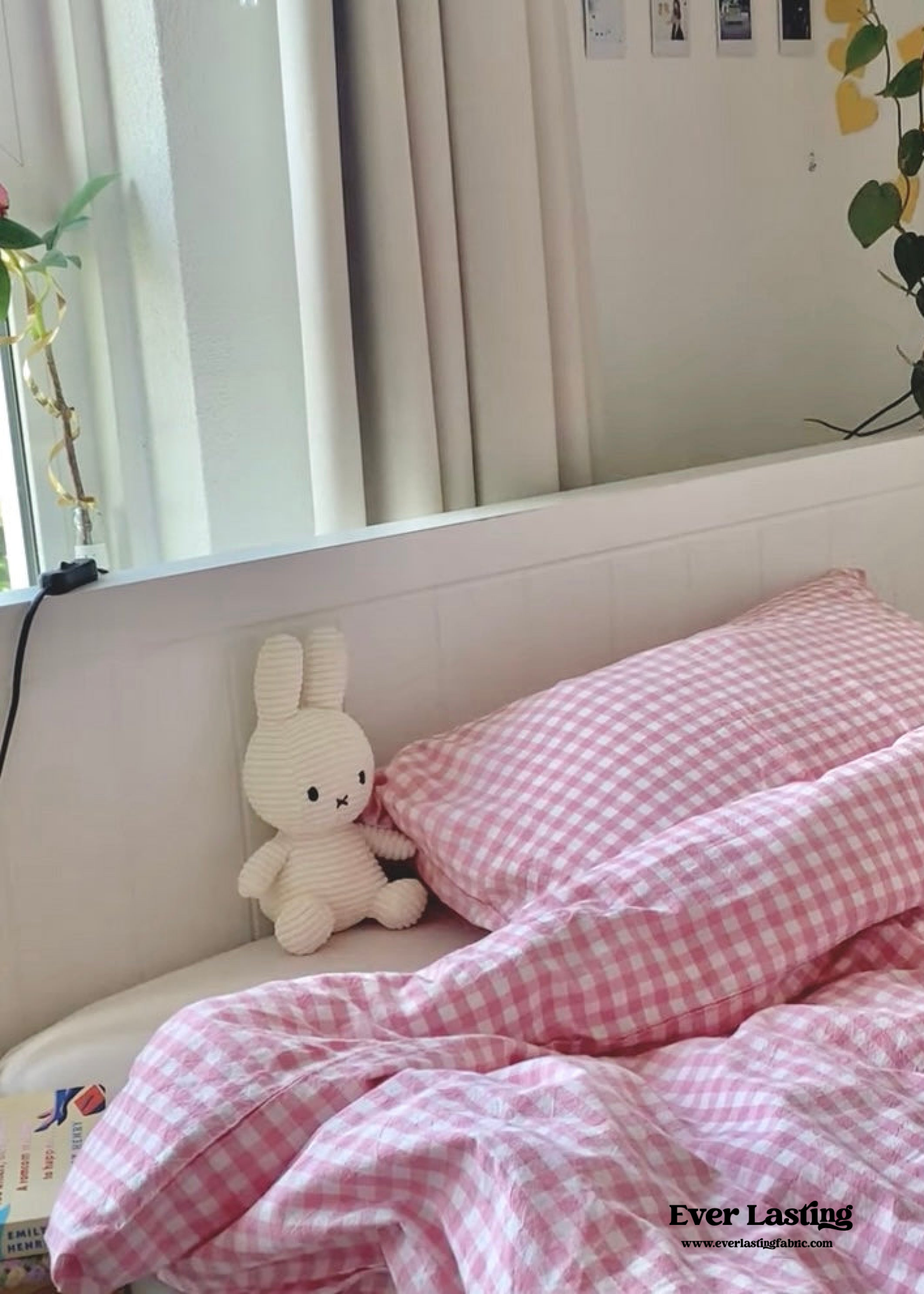 Gingham Bedding Set - Pink