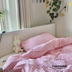 Gingham Bedding Set - Pink