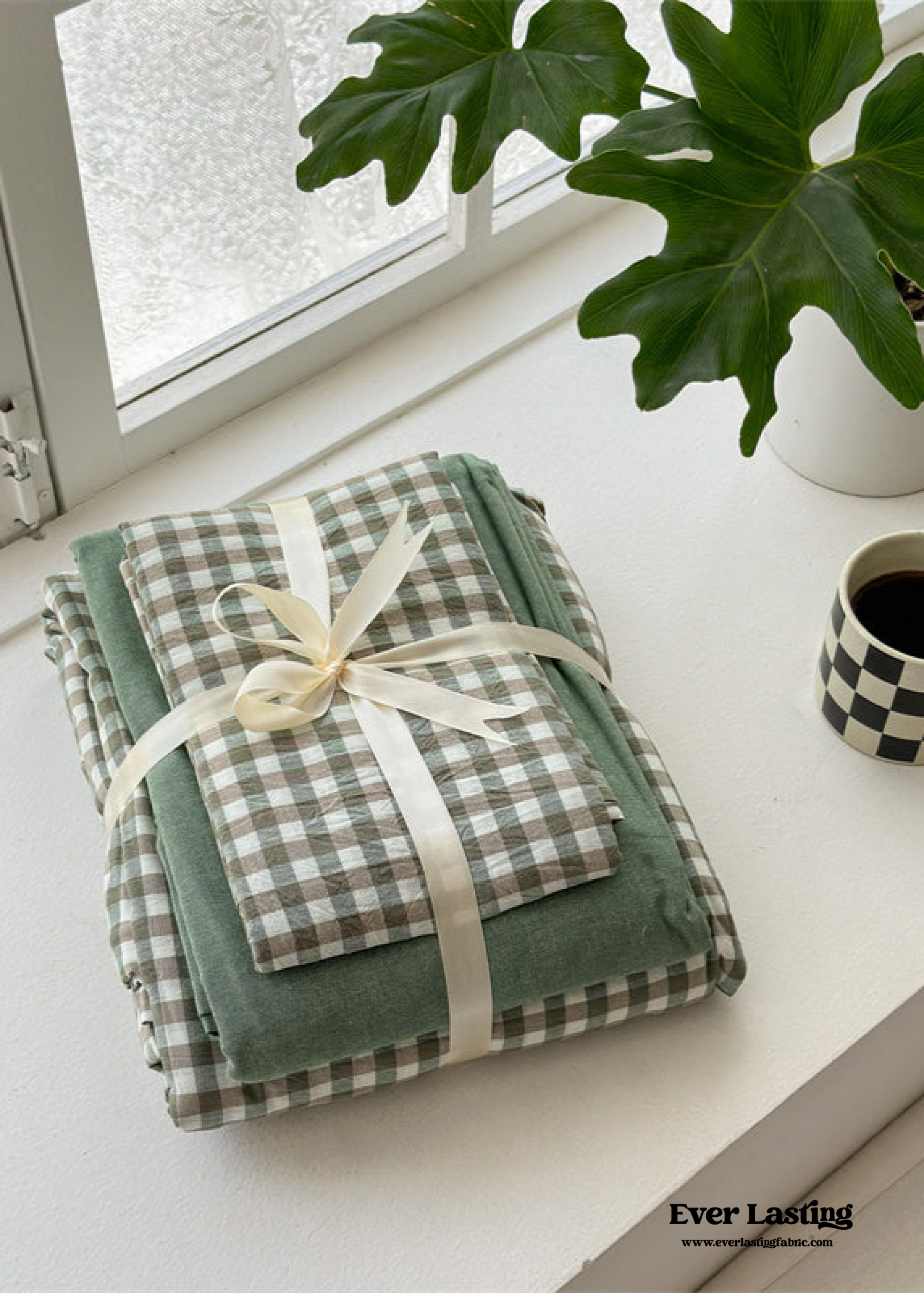 Gingham Bedding Set - Pink