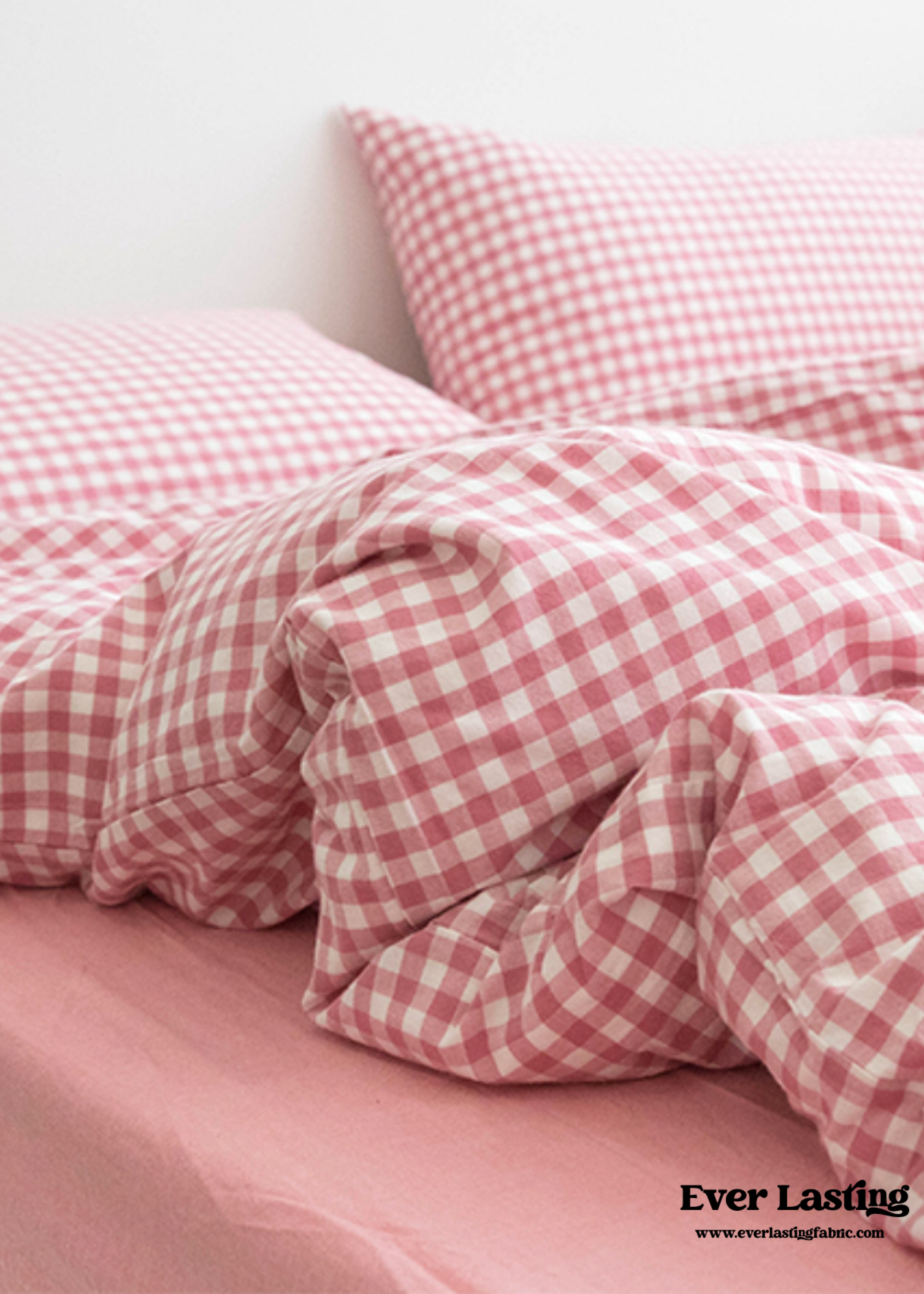 Gingham Bedding Set - Pink