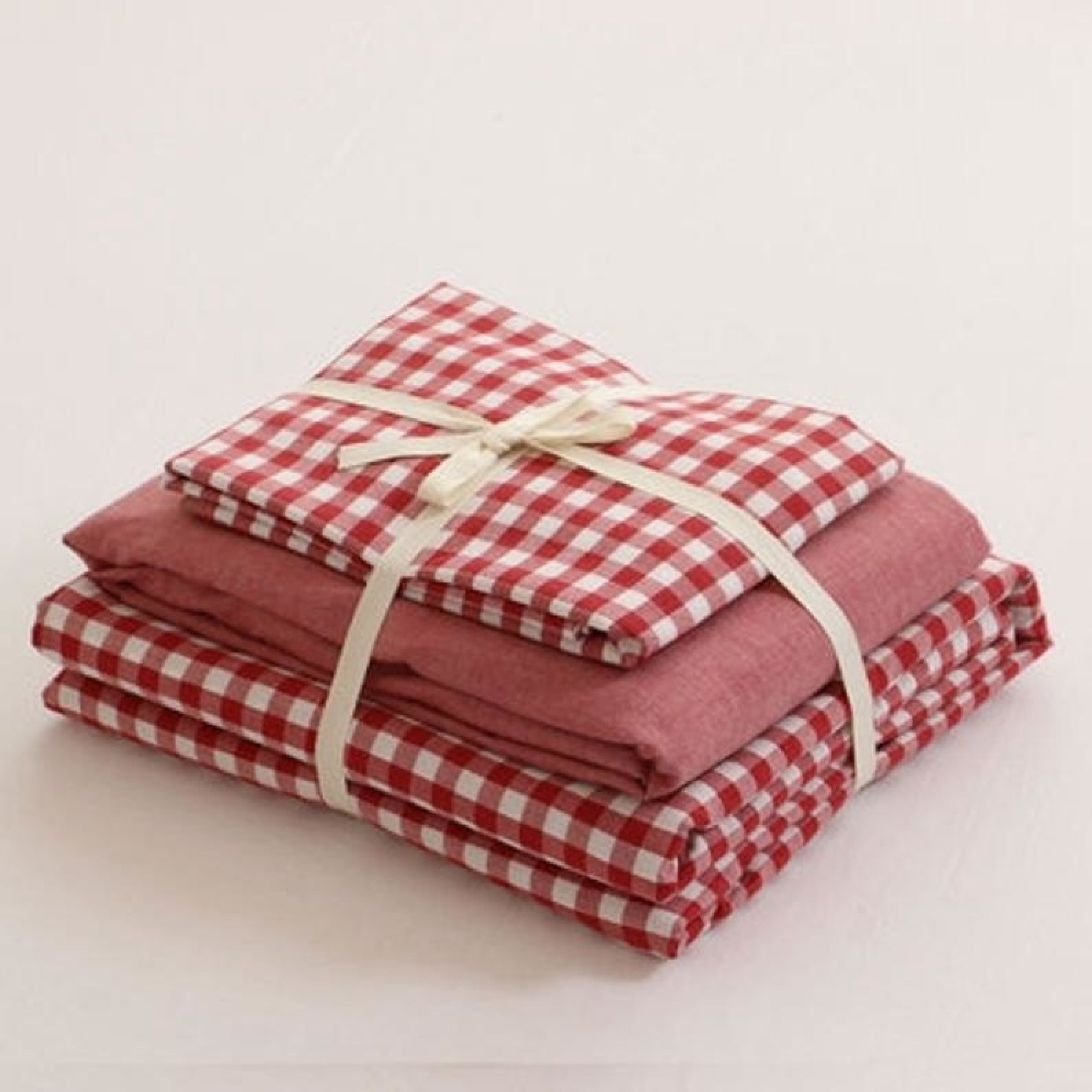 Gingham Bedding Set - Pink