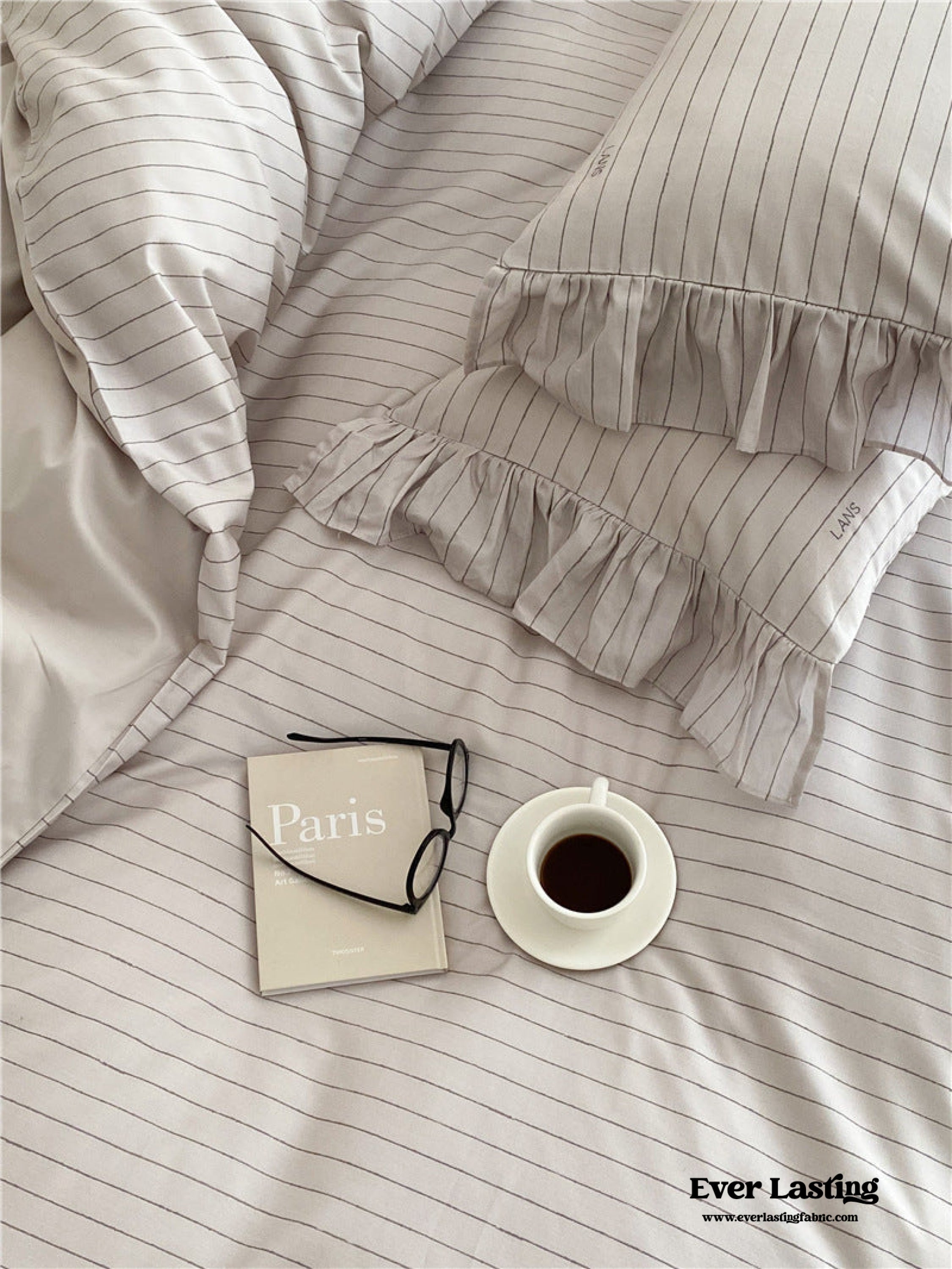 Striped Ruffled Sheets Gray Stripe Ruffle Bedding Bundle – MagChic