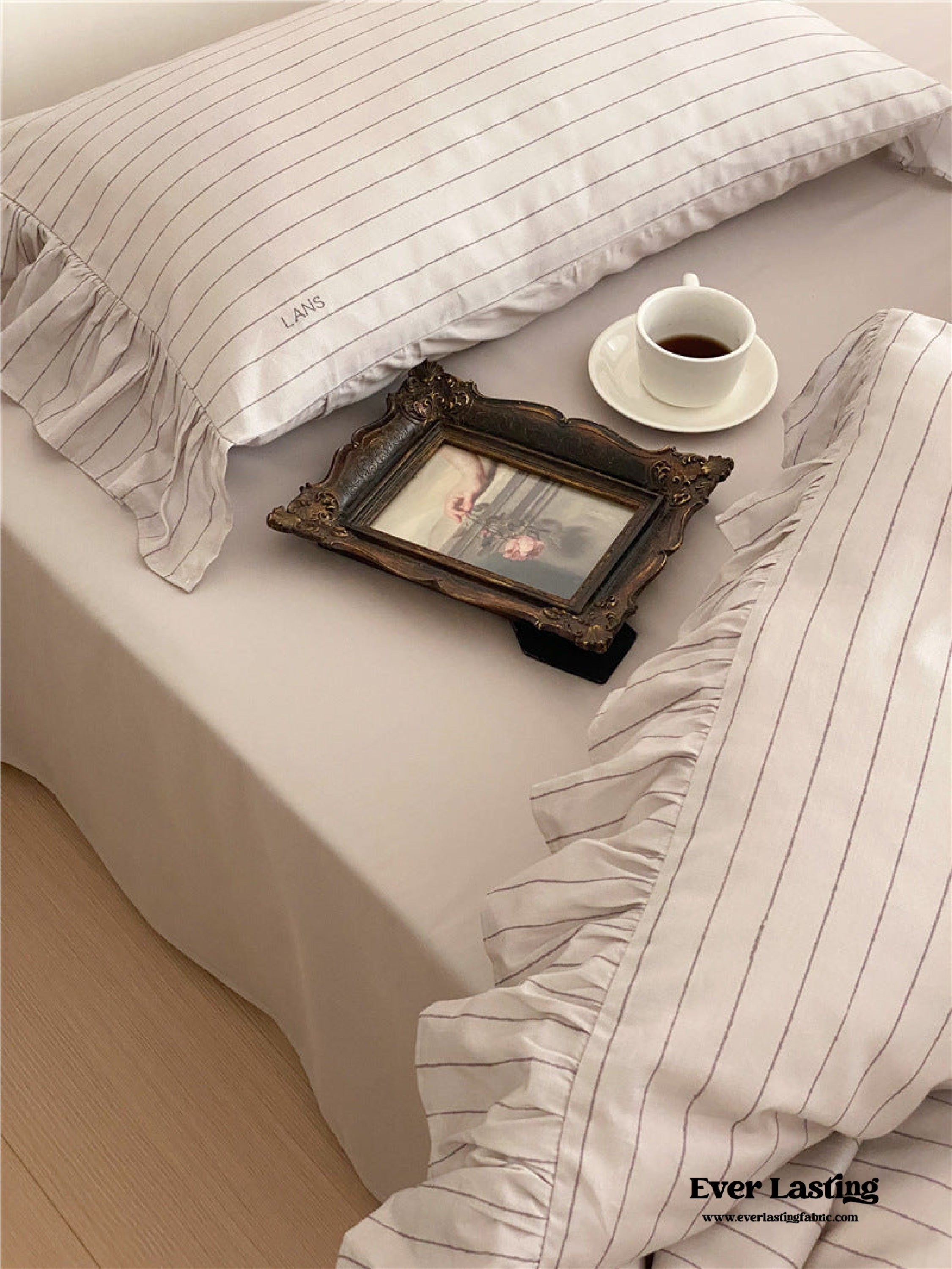 Striped Ruffle Sheets Gray Stripe Ruffle Bedding Bundle – MagChic