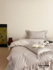 Gray Stripe Ruffle Bedding Bundle