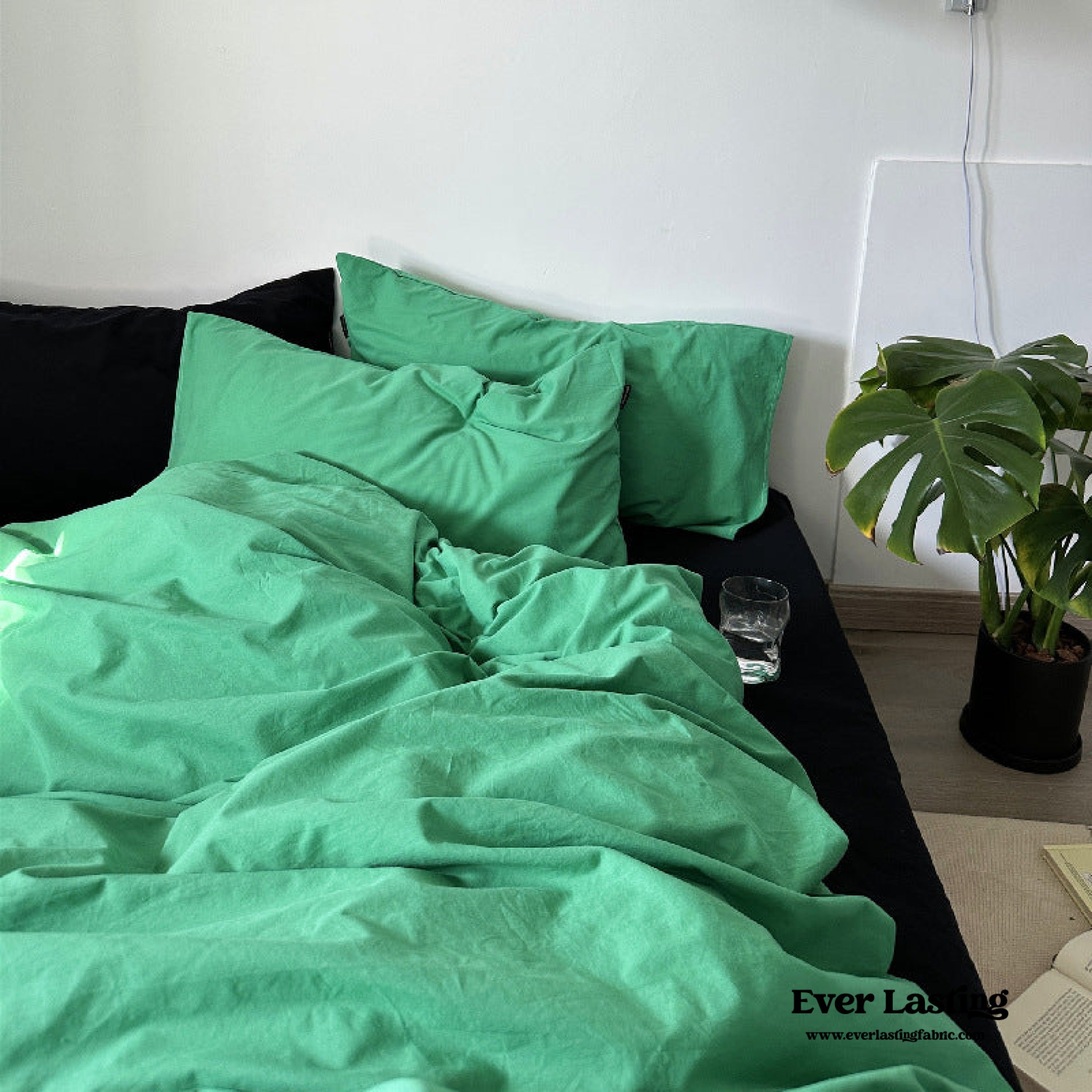 Green Black Mixed Washed Cotton Bedding Set