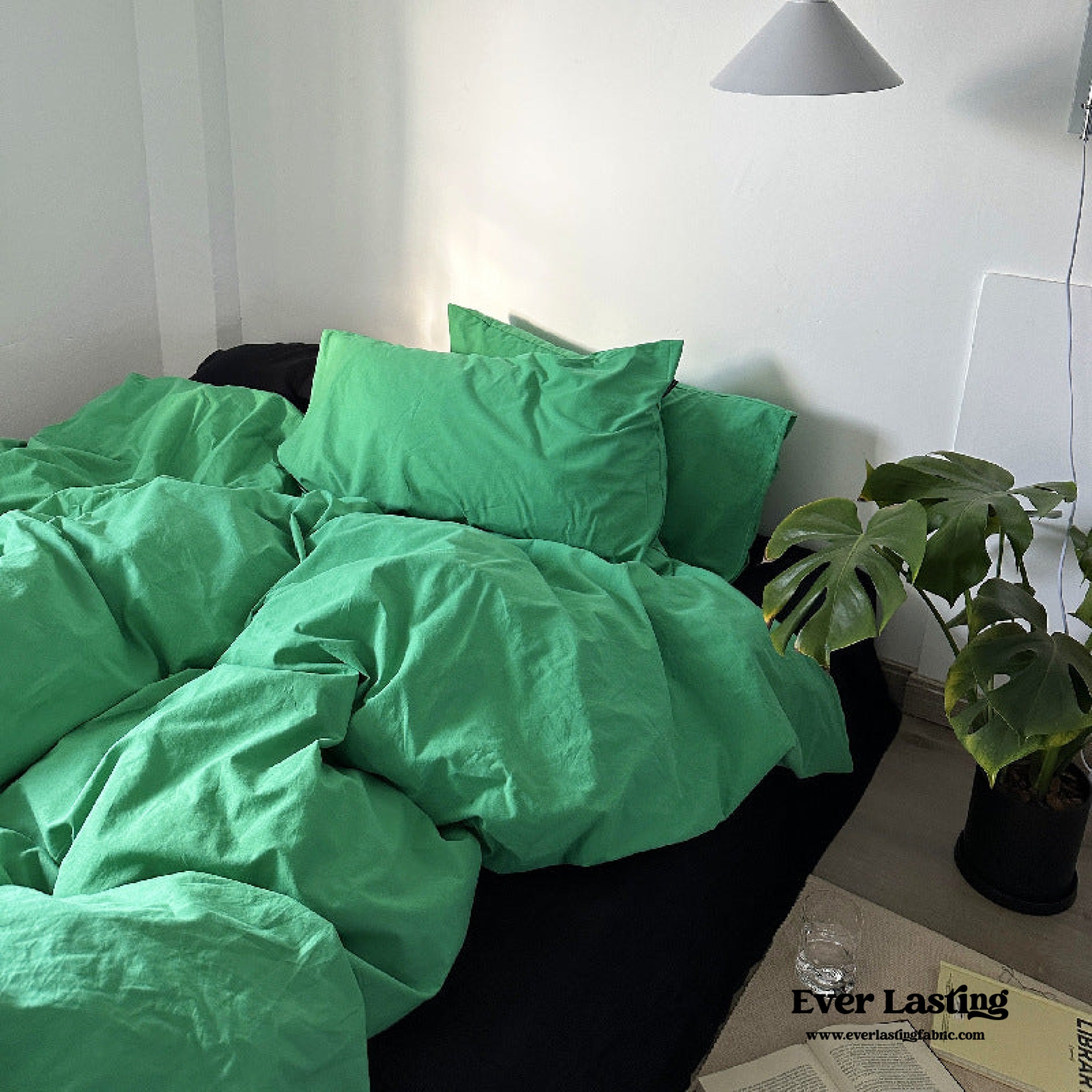 Green Black Mixed Washed Cotton Bedding Set