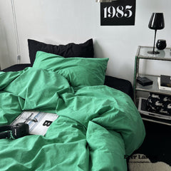 Green Black Mixed Washed Cotton Bedding Set