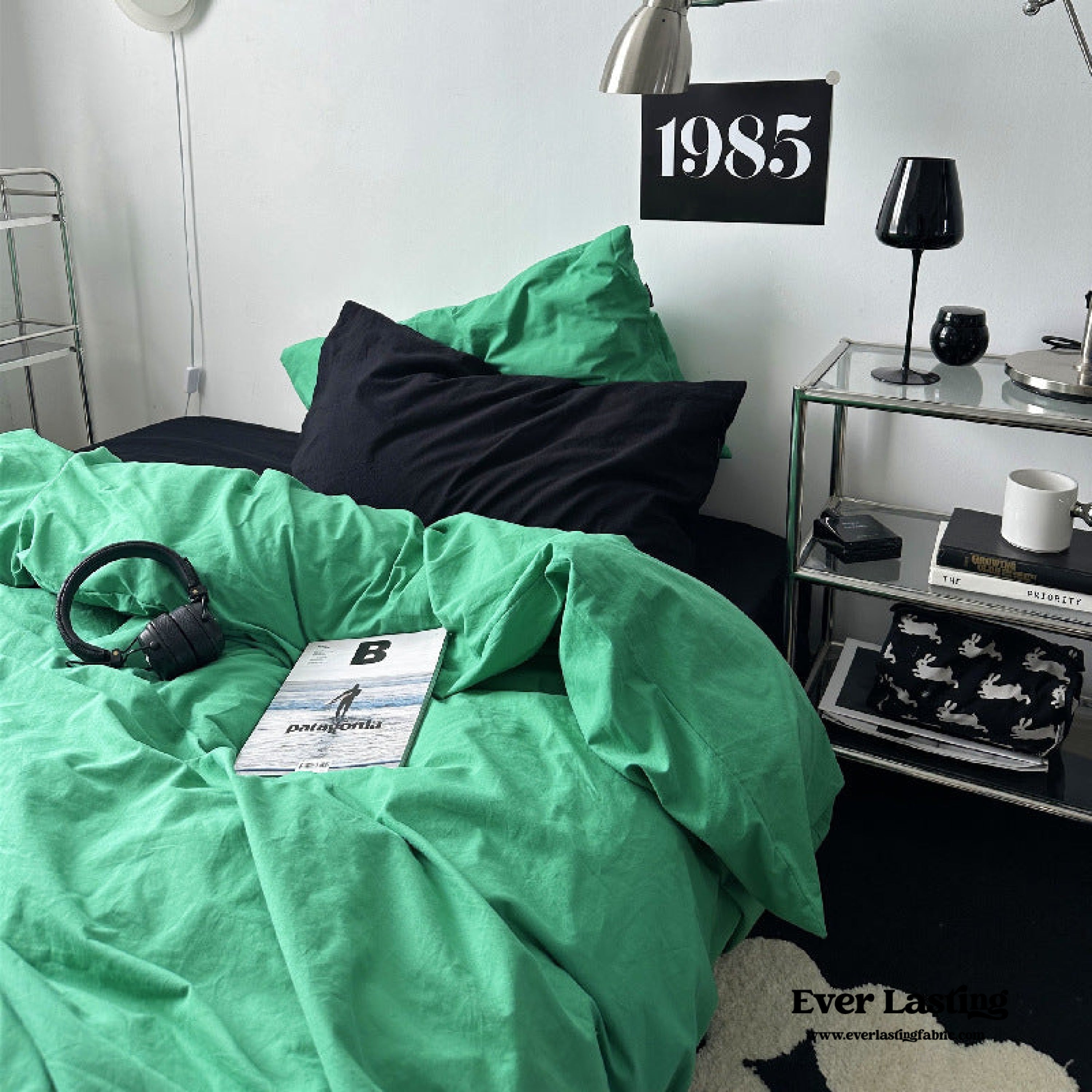 Green Black Mixed Washed Cotton Bedding Set