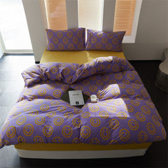 Happy Face Cotton Bedding Set - Purple Yellow