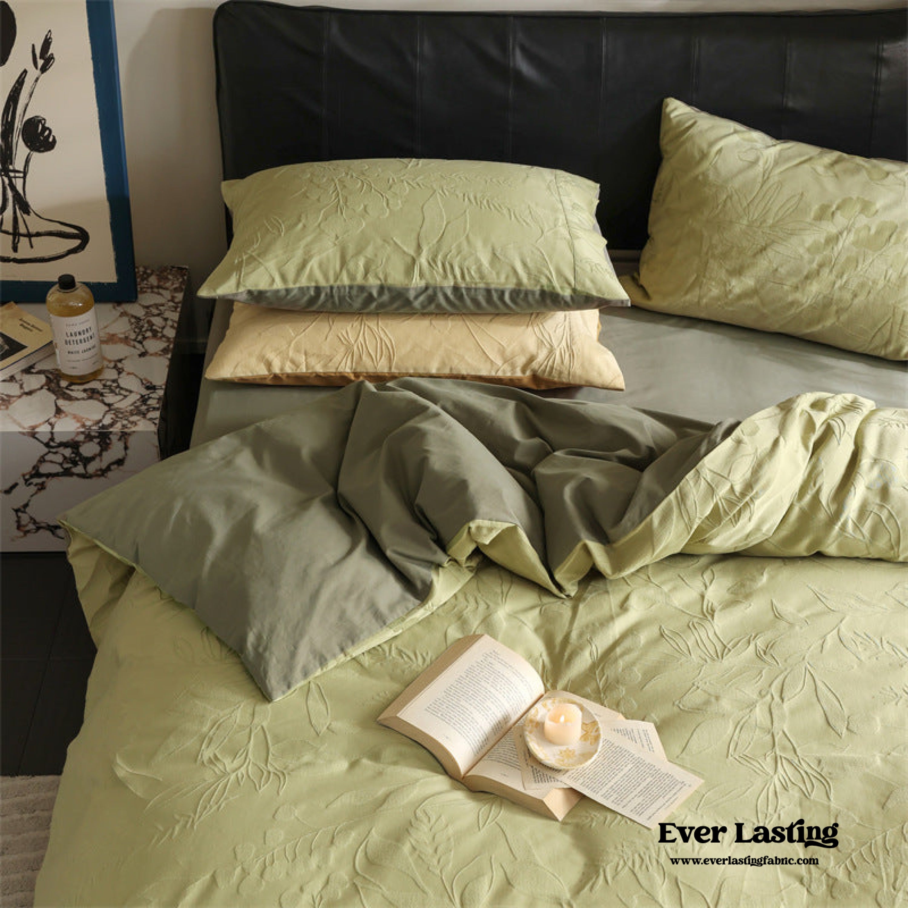 Hidden Garden Jacquard Floral Bedding Set - Tan Pink