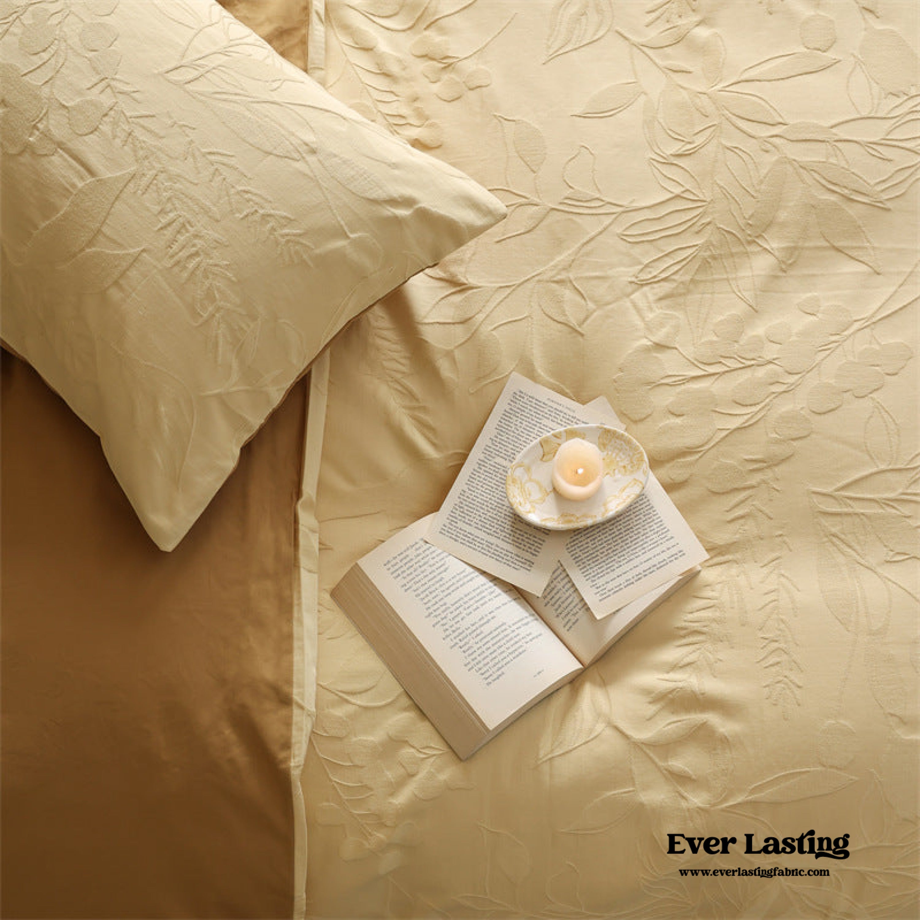Hidden Garden Jacquard Floral Bedding Set - Tan Pink
