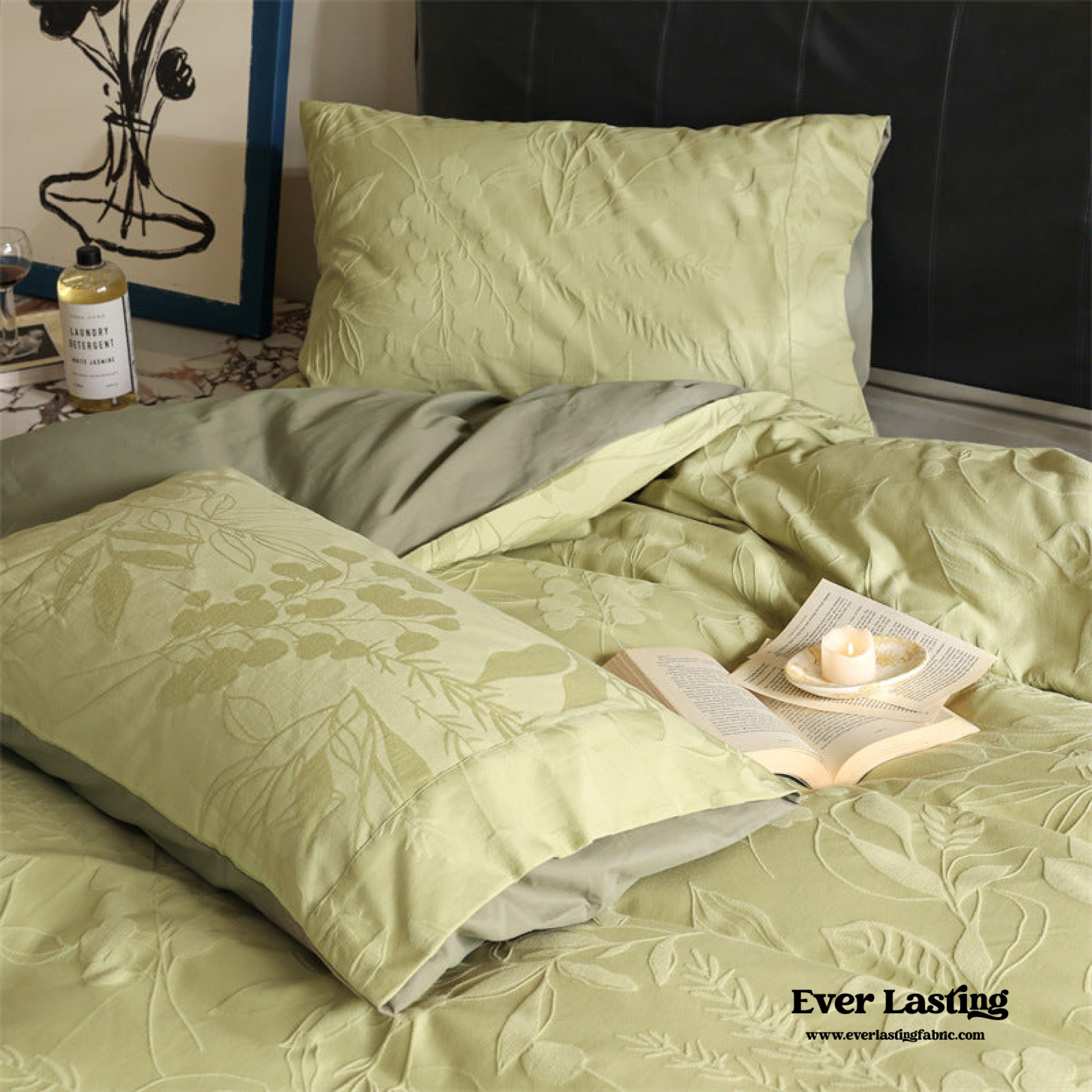 Hidden Garden Jacquard Floral Bedding Set - Tan Pink